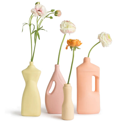 Porcelain bottle vase # 8 fresh yellow